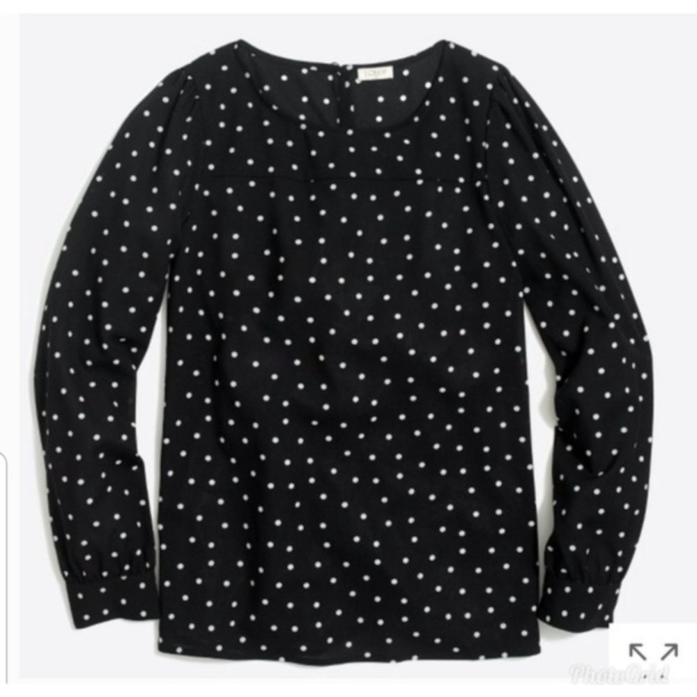J. Crew Factory Boatneck Polka Dot blouse top size small EUC!